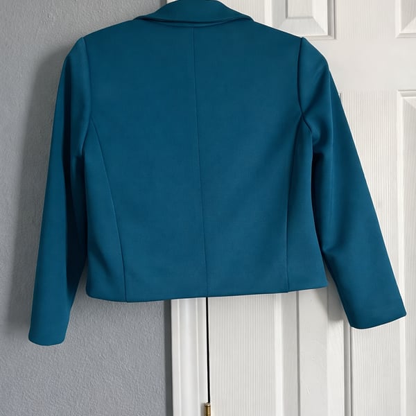 Shelby + Palmer Teal Cropped Double-Breasted Blazer Size 0