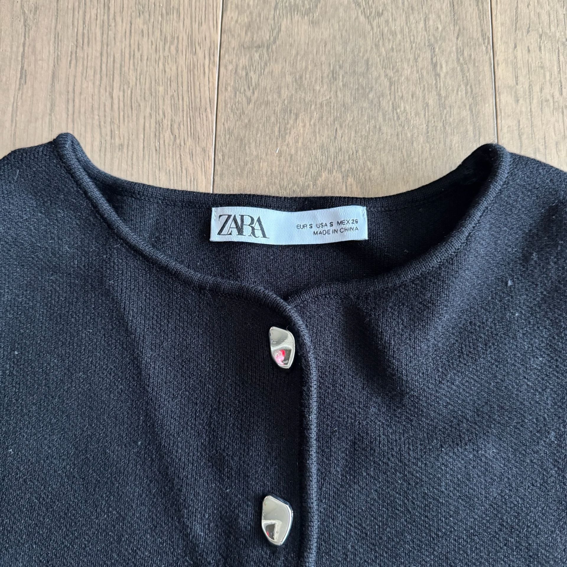 Zara Black Knit Button Top 4