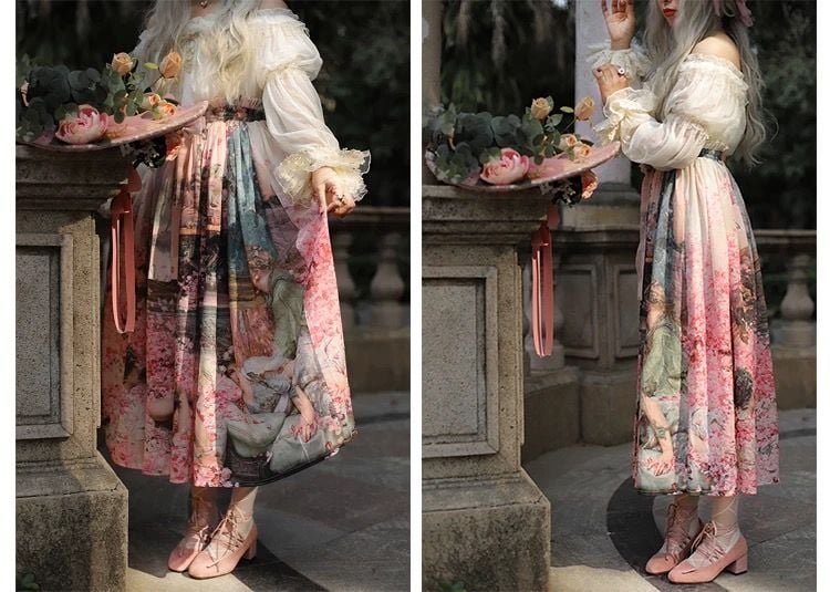 Balladeer The Feast of Roses Painting Print Lolita Skirt Art CLA Elegant Unique Coquette 5