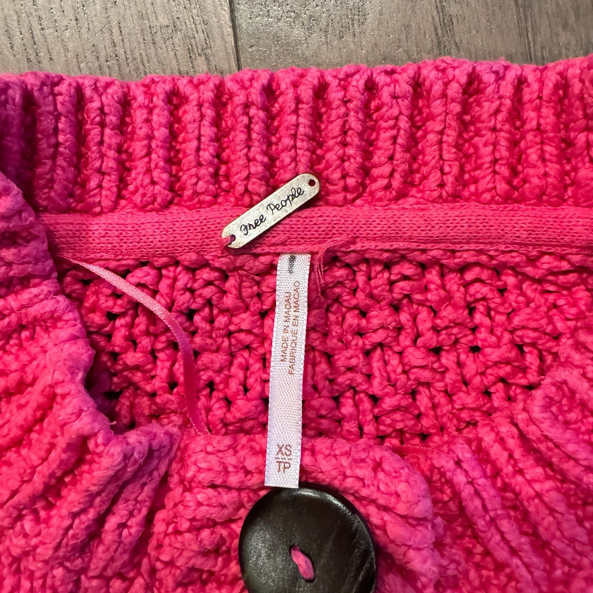 Free People Bonfire Cable Knit Sweater Bright Pink 4