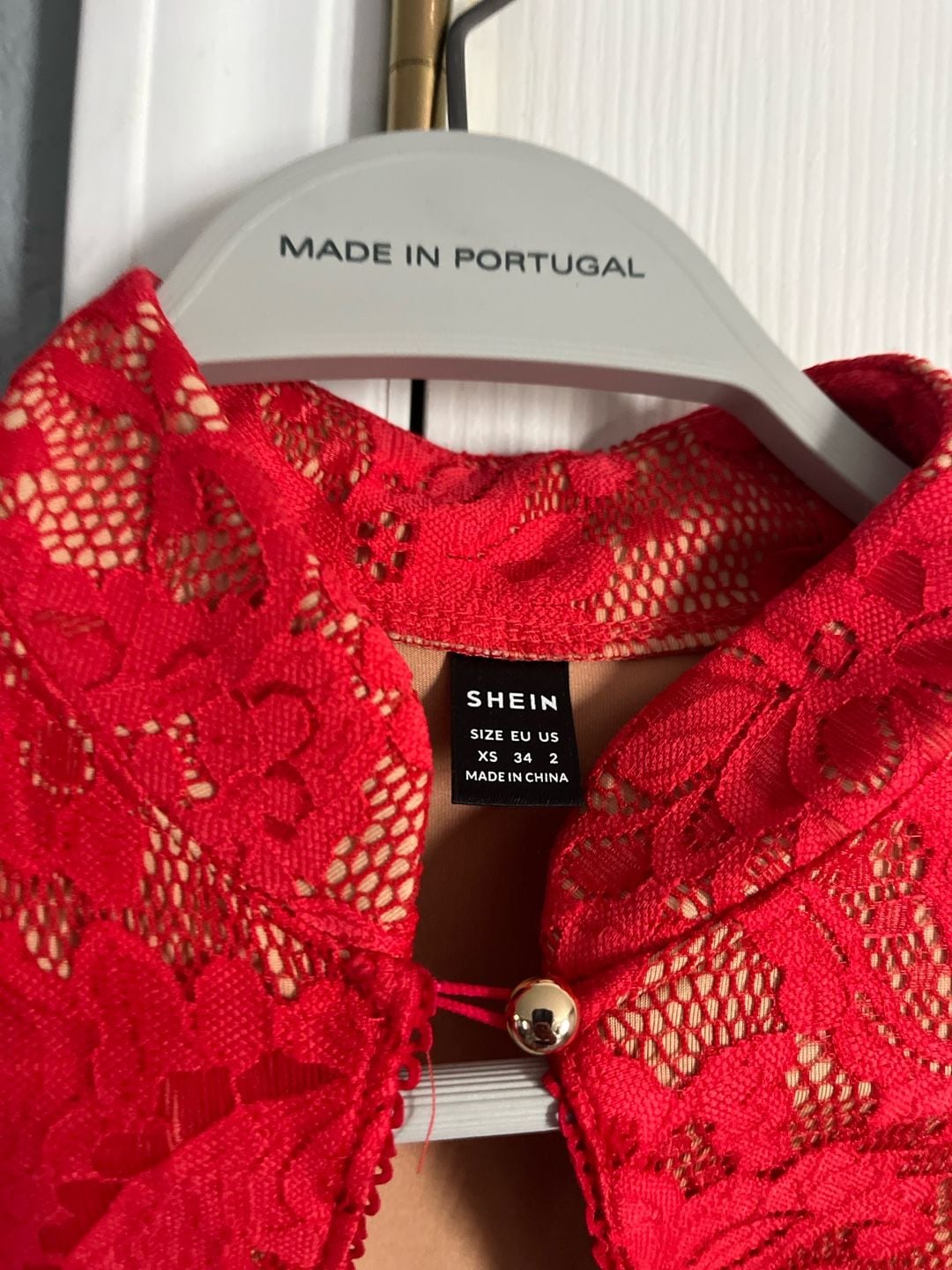SHEIN Red Floral Lace Keyhole Mock Neck Mini Dress Size XS 3