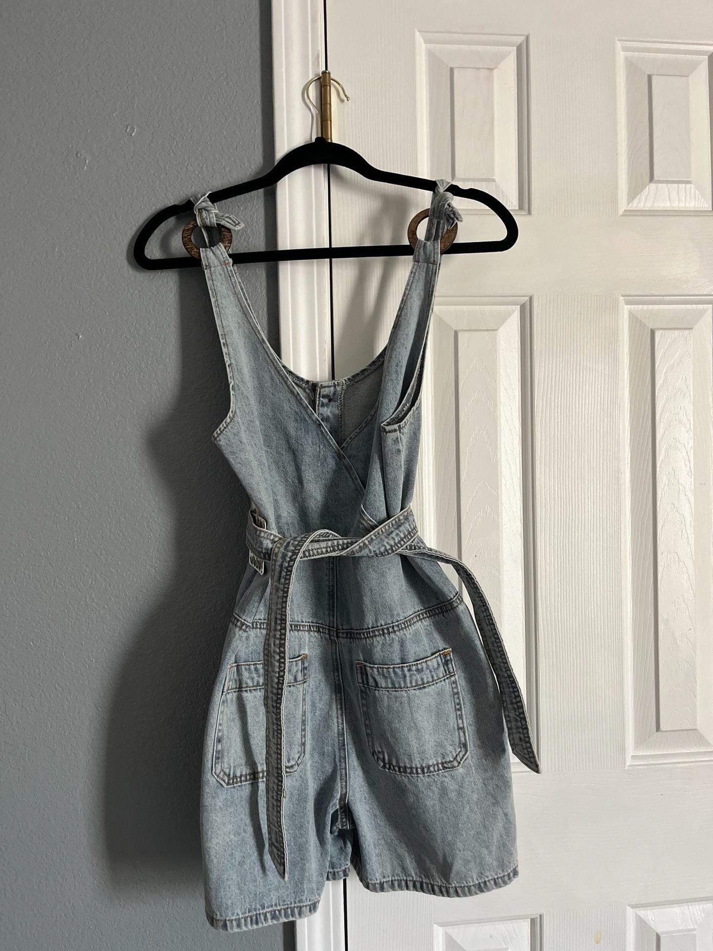Chelsea & Violet Girls Denim Button-Front Romper Light Wash Size S 3