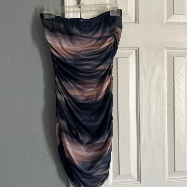 SHEIN Strapless Ruched Gradient Bodycon Mini Dress Size S