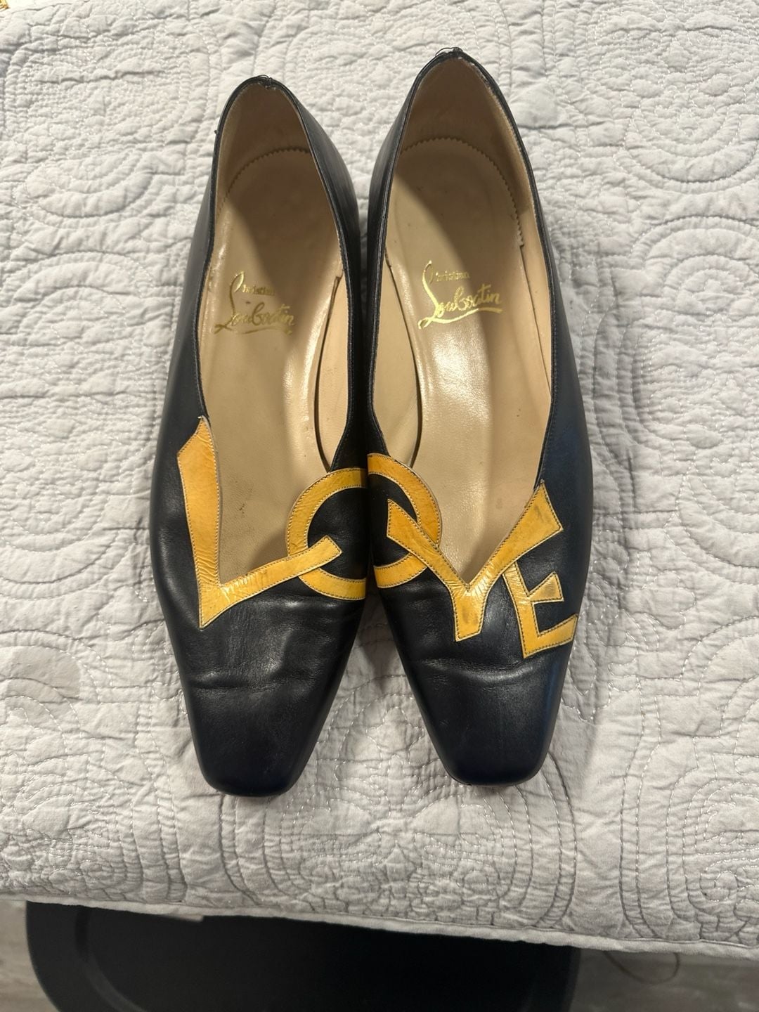 Christian Louboutin Vintage Black Leather LOVE Ballet Flats Size 40 2