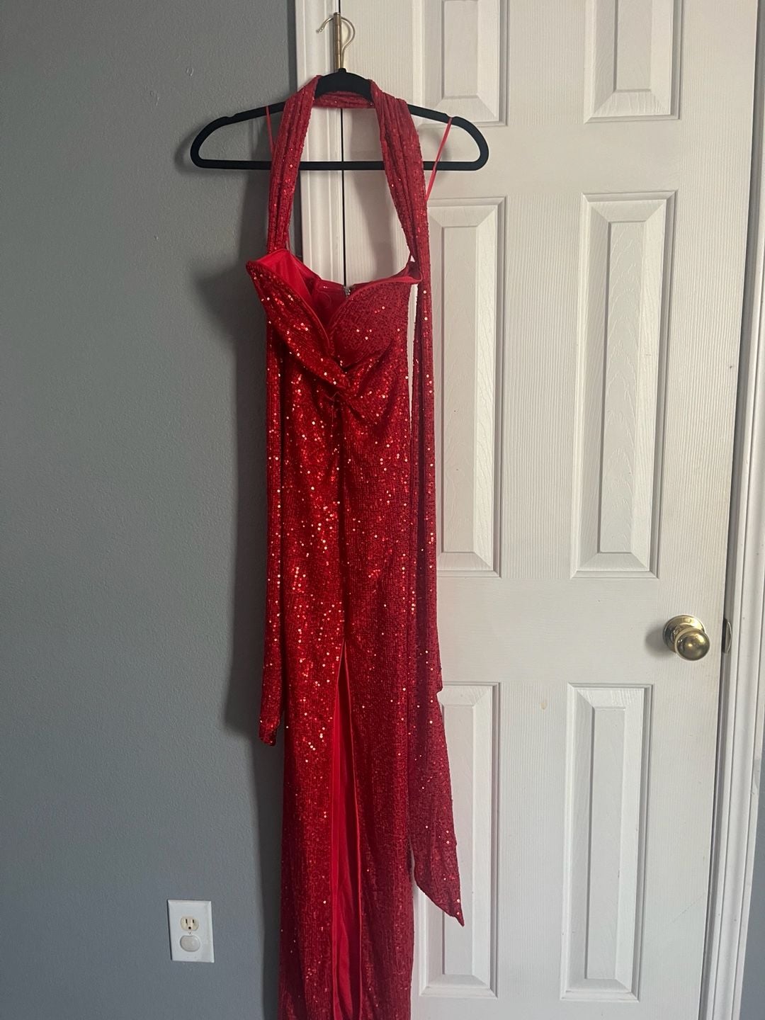 Fashion Nova Celeste Sequin Maxi Dress Red Size XS 1