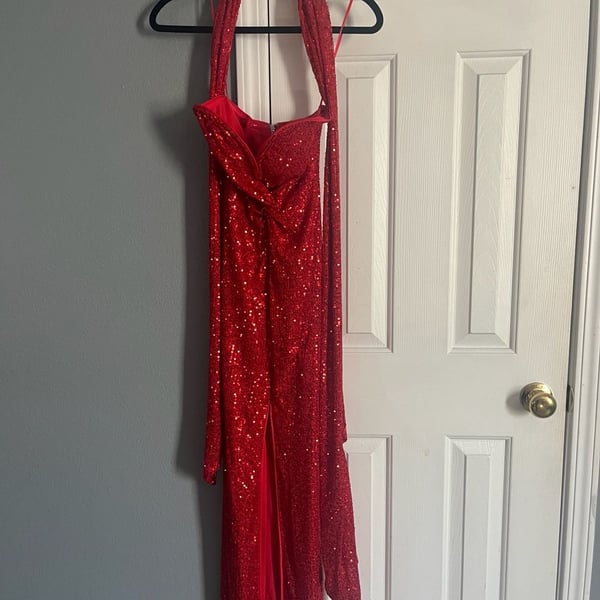 Fashion Nova Celeste Sequin Maxi Dress Red Size XS