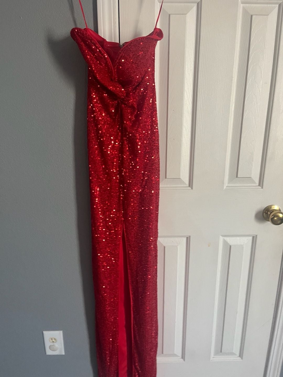 Fashion Nova Celeste Sequin Maxi Dress Red Size XS 2