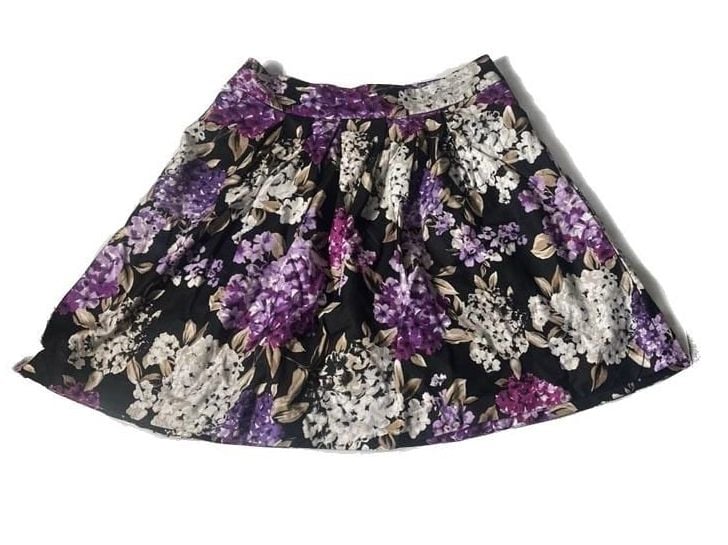 White House Black Market Purple Floral Hydrangea Print Skirt Size 8 2