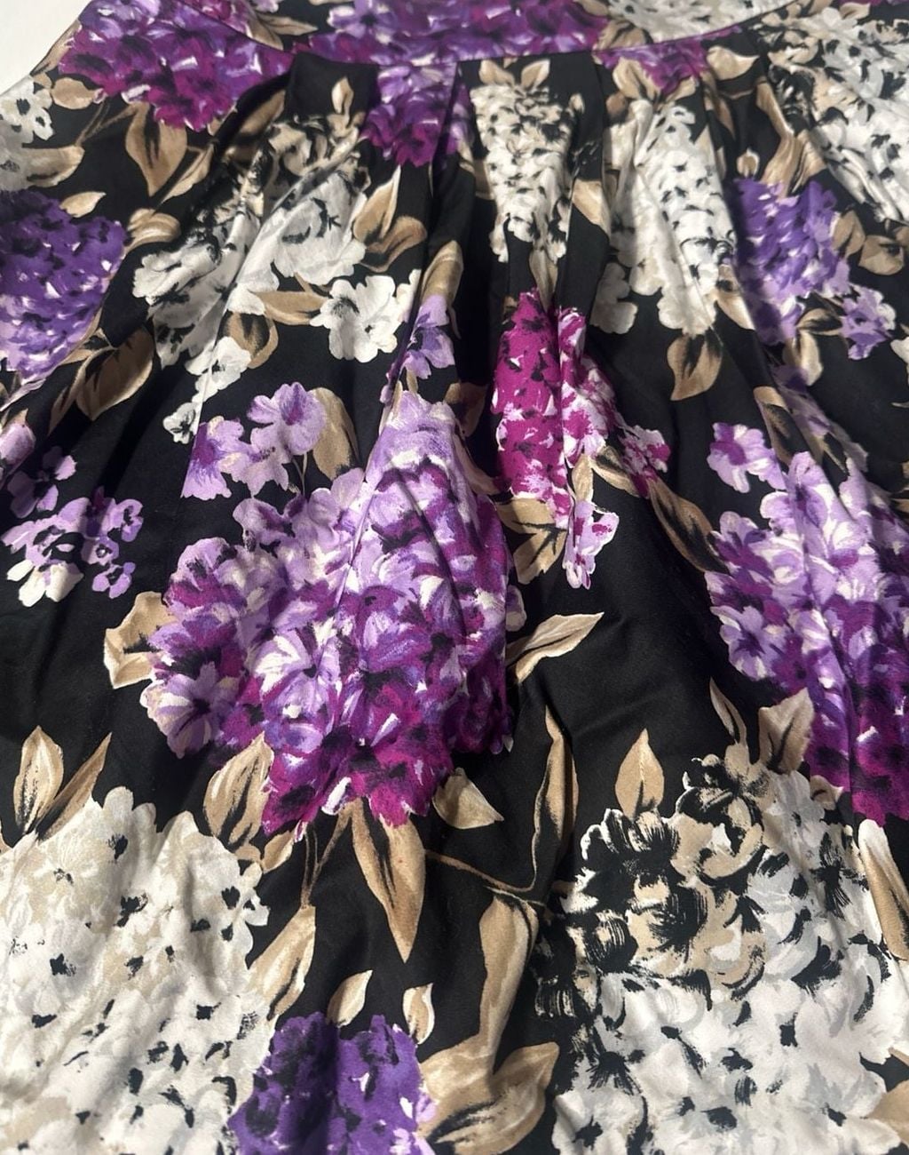 White House Black Market Purple Floral Hydrangea Print Skirt Size 8 3