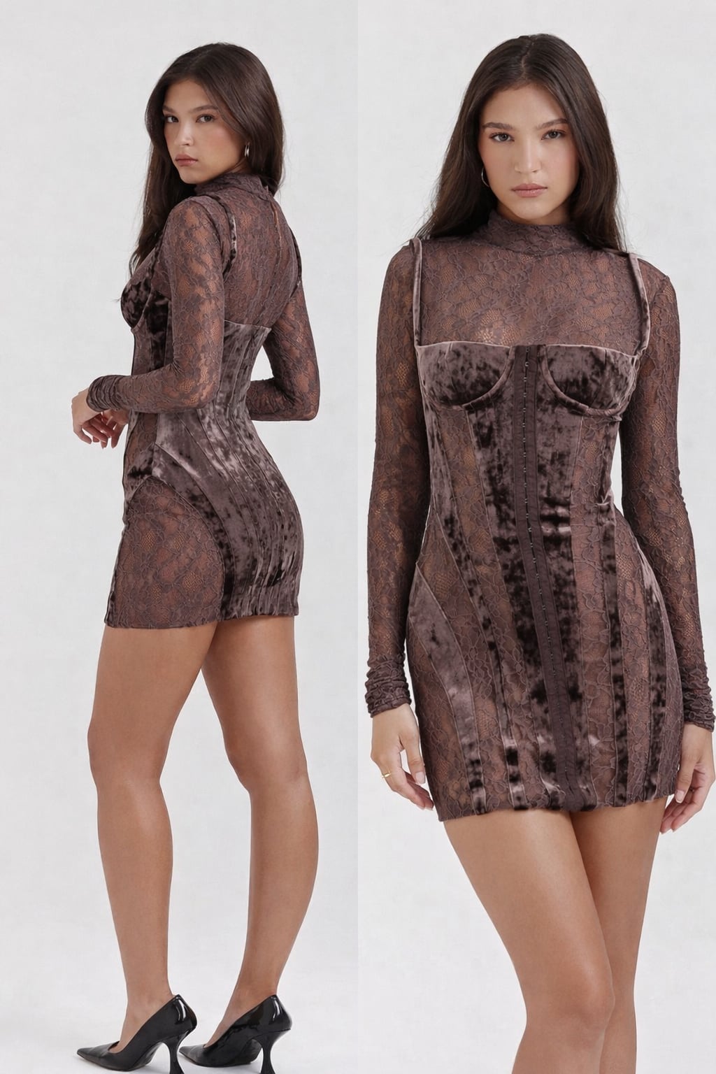 House of CB "Marica" brown velvet mini... 2