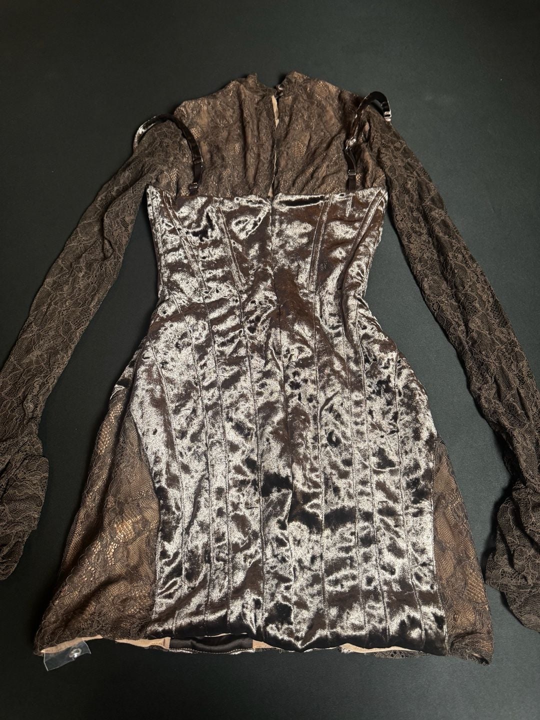 House of CB "Marica" brown velvet mini... 8