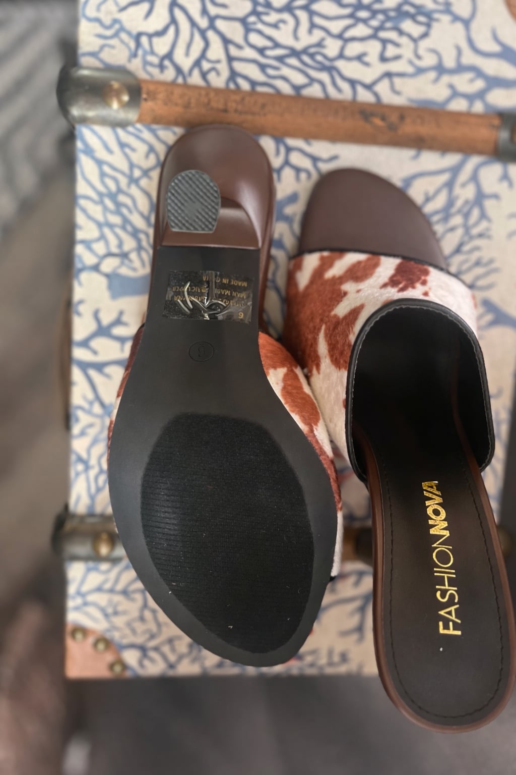 Fashion Nova Cow Print Heeled Mules Size 9 3