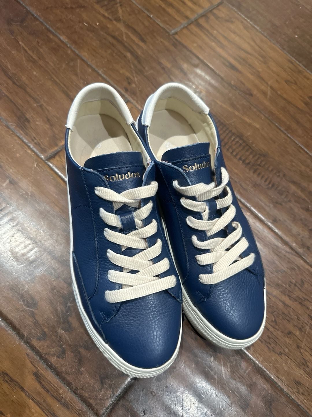 Soludos Ibiza Classic Navy Leather Sneakers Size 7 2