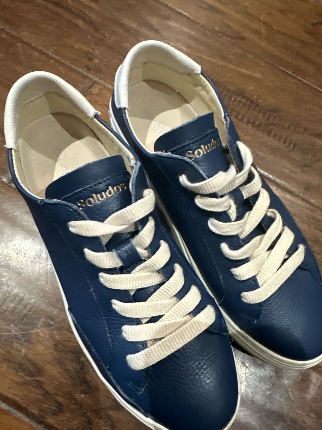 Soludos Ibiza Classic Navy Leather Sneakers Size 7 4