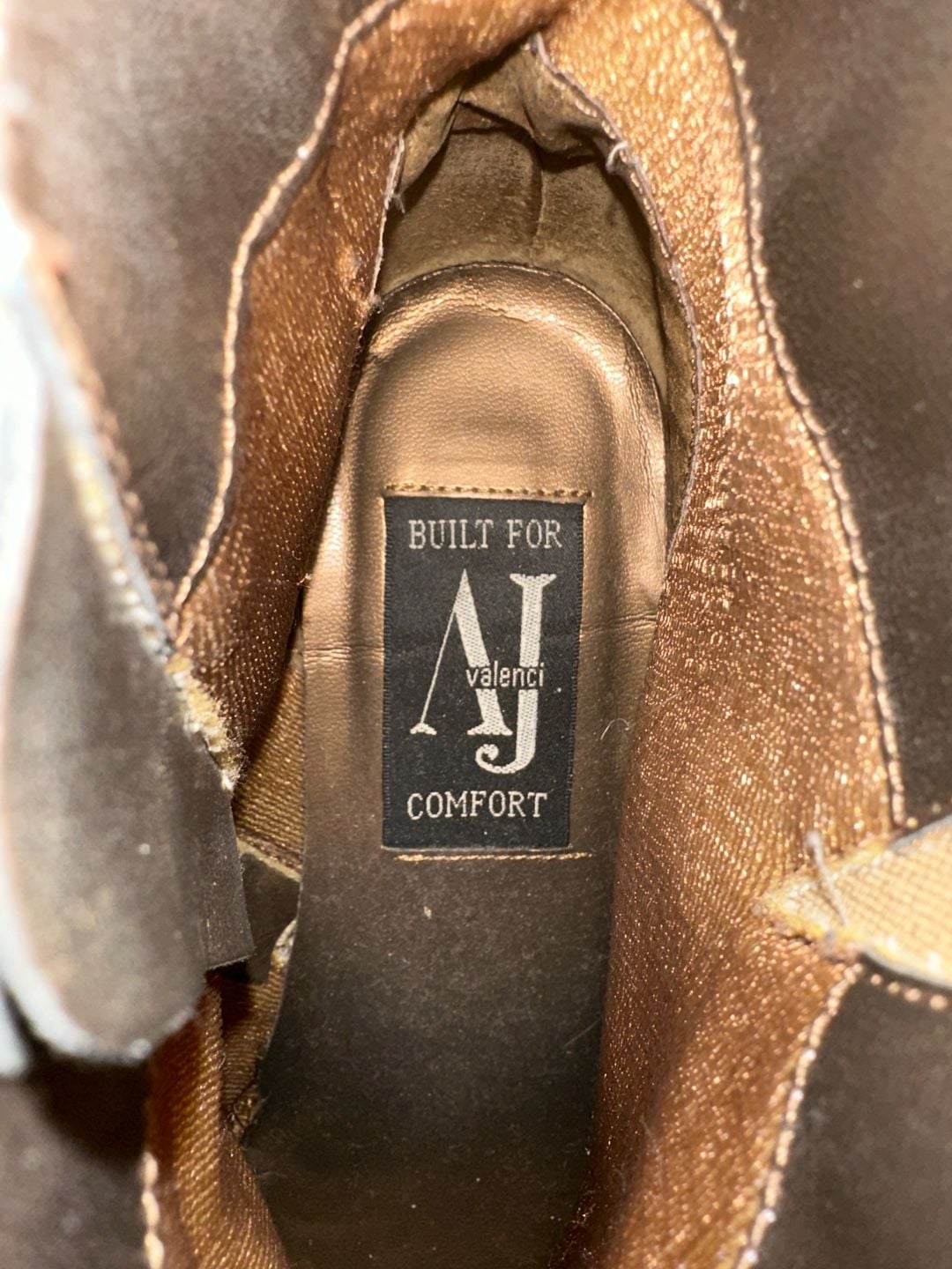 AJ Valenci Metallic Bronze Leather Block Heel Ankle Boots Size 7.5 M 5