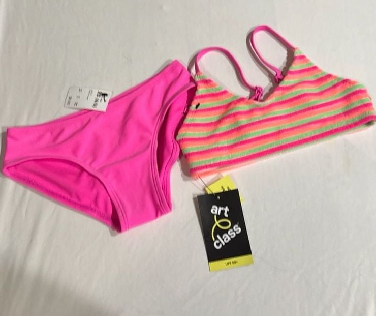 Art Class Girls' Striped Terry Cloth Bikini Swimsuit Set, Size XS (4/5)
C15 1