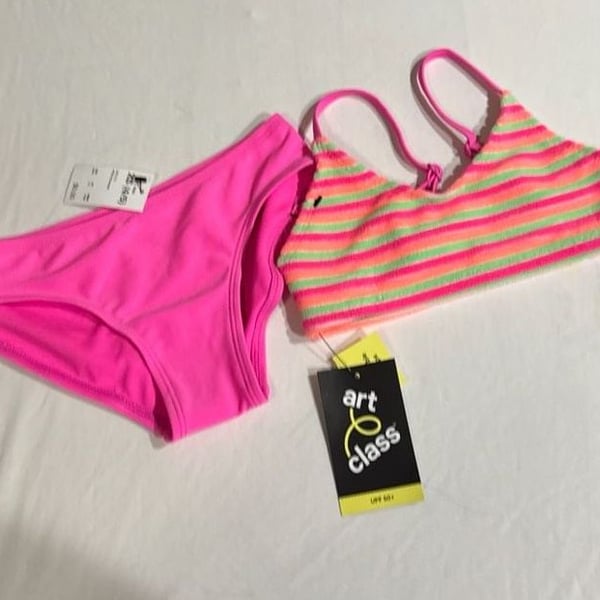 Art Class Girls' Striped Terry Cloth Bikini Swimsuit Set, Size XS (4/5)
C15