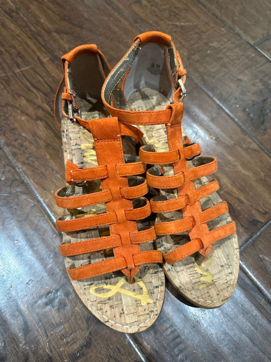Sam Edelman Gretchen Orange Suede Gladiator Sandals Size 7M 2