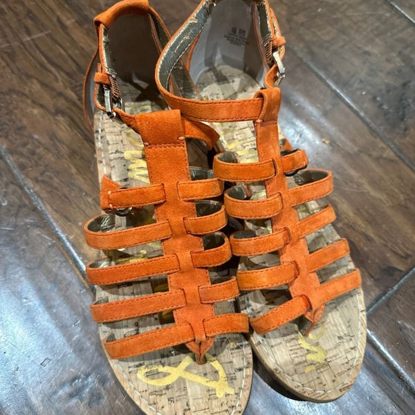 Sam Edelman Gretchen Orange Suede Gladiator Sandals Size 7M