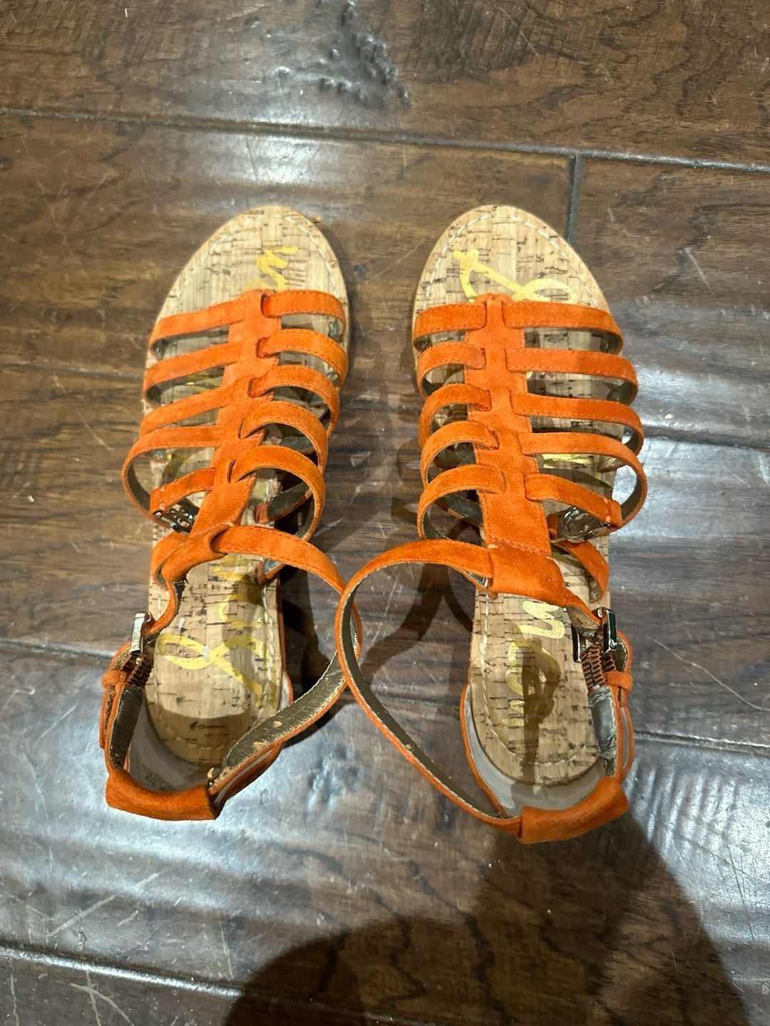 Sam Edelman Gretchen Orange Suede Gladiator Sandals Size 7M 3