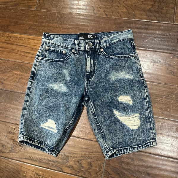 RSQ London Skinny Distressed Acid Wash Denim Shorts Size 30
