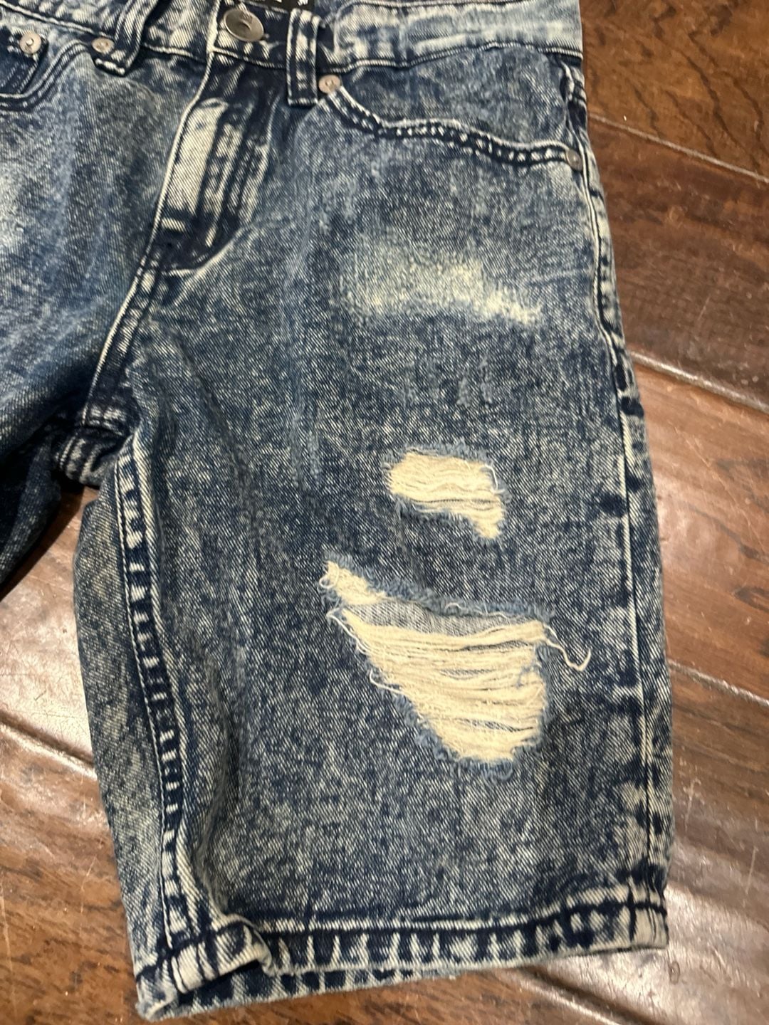 RSQ London Skinny Distressed Acid Wash Denim Shorts Size 30 5