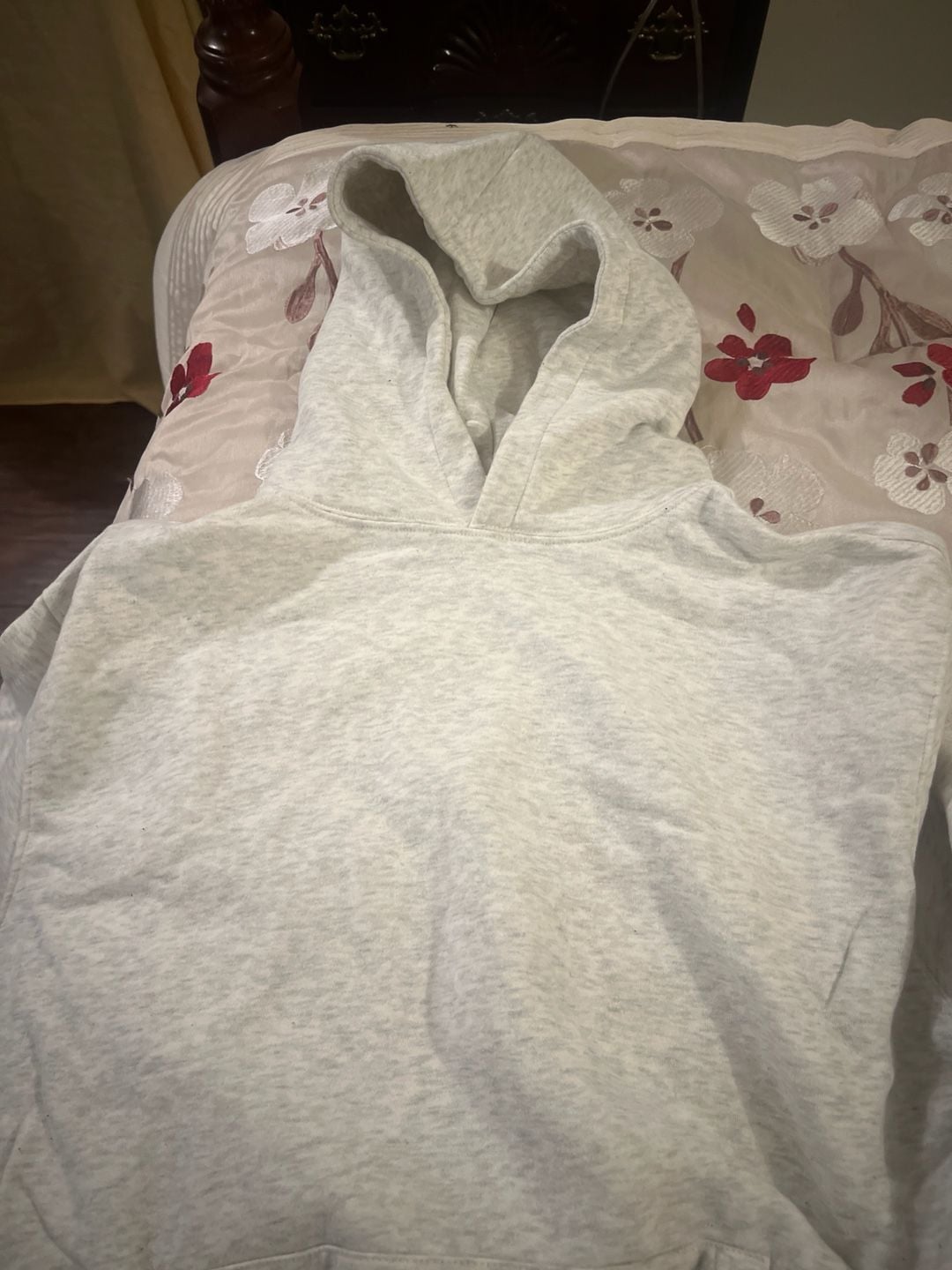 Old Navy Light Grey Heathered Fleece Pullover Hoodie Size L 2