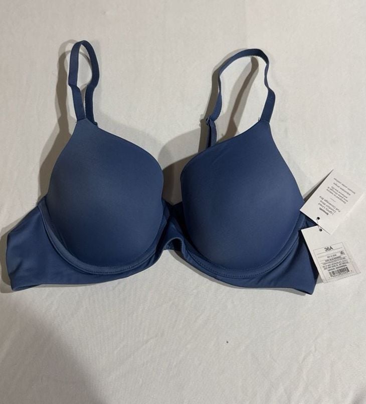 Women's Smooth Lightly Lined Comfort Wire Full Coverage Bra 36A Dark Blue
C16 1