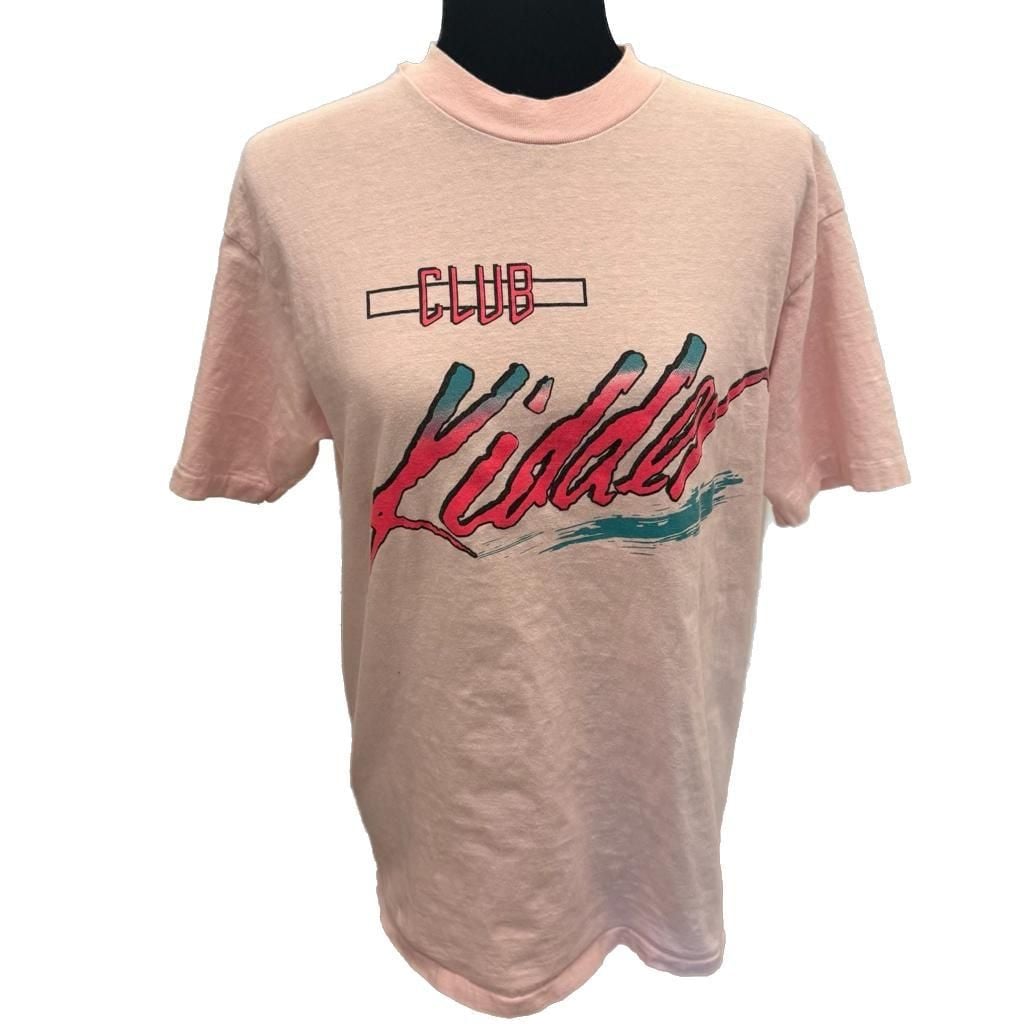 Vintage 80’s 90s Club Kidder Water Skis Pink Graphic T-Shirt Hanes Beefy-T Large 1