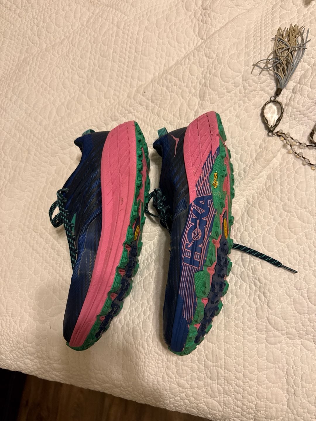 Hoka Speedgoat 4 Trail Running Shoes Blue Pink Green 3
