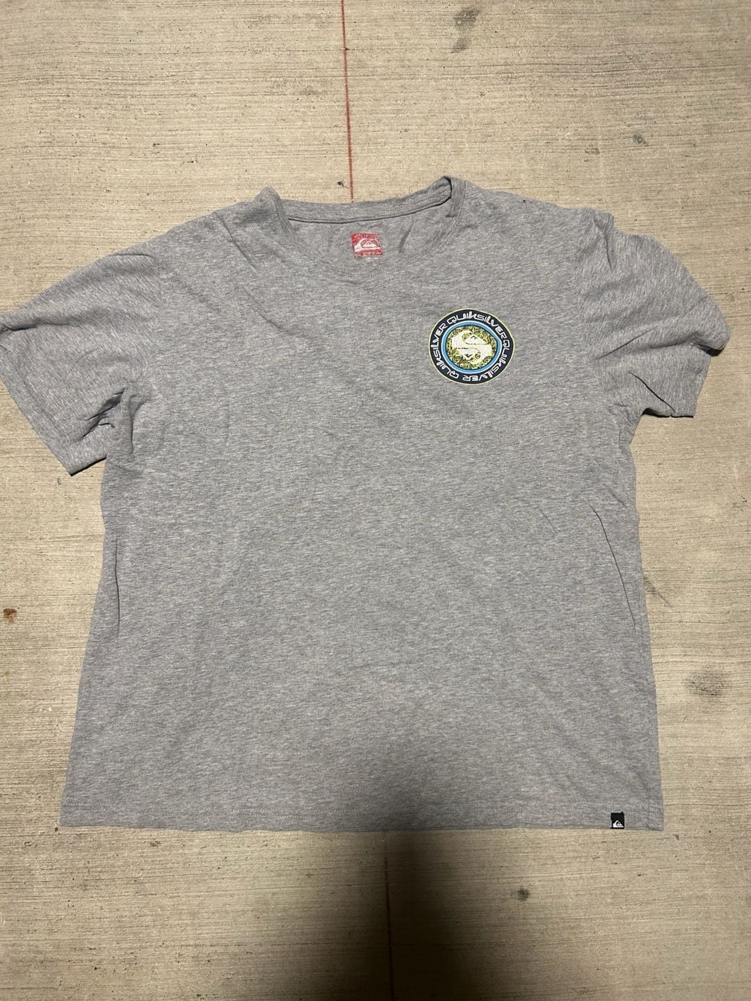 Y2K Quiksilver Men's Grey Graphic Logo Short Sleeve T-Shirt 2
