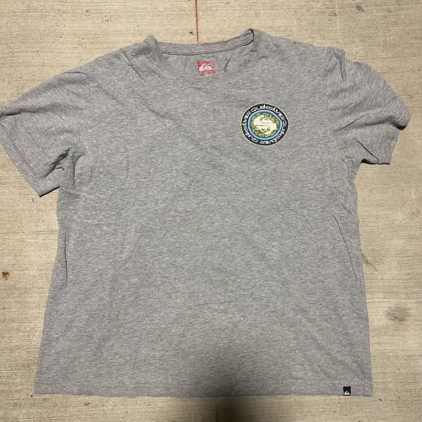 Y2K Quiksilver Men's Grey Graphic Logo Short Sleeve T-Shirt