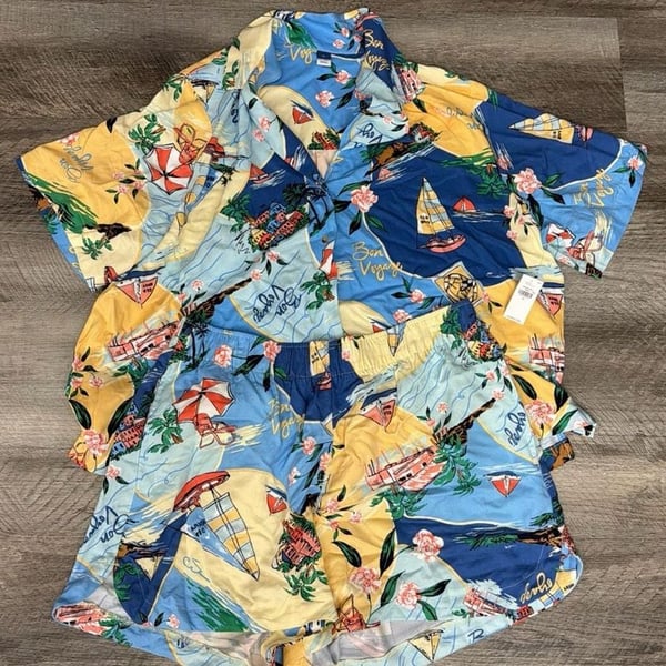 Old Navy Bon Voyage Tropical Print Shirt and Shorts Set