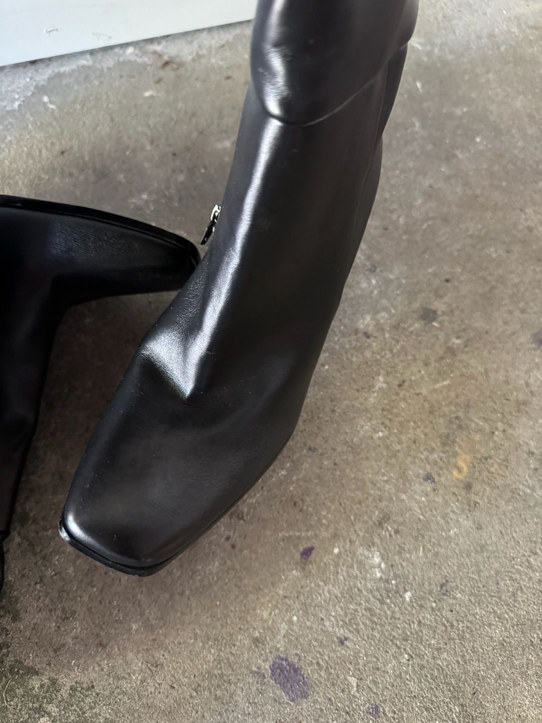 Black Leather Square Toe Over-the-Knee Boots Women’s Size 9 New 10