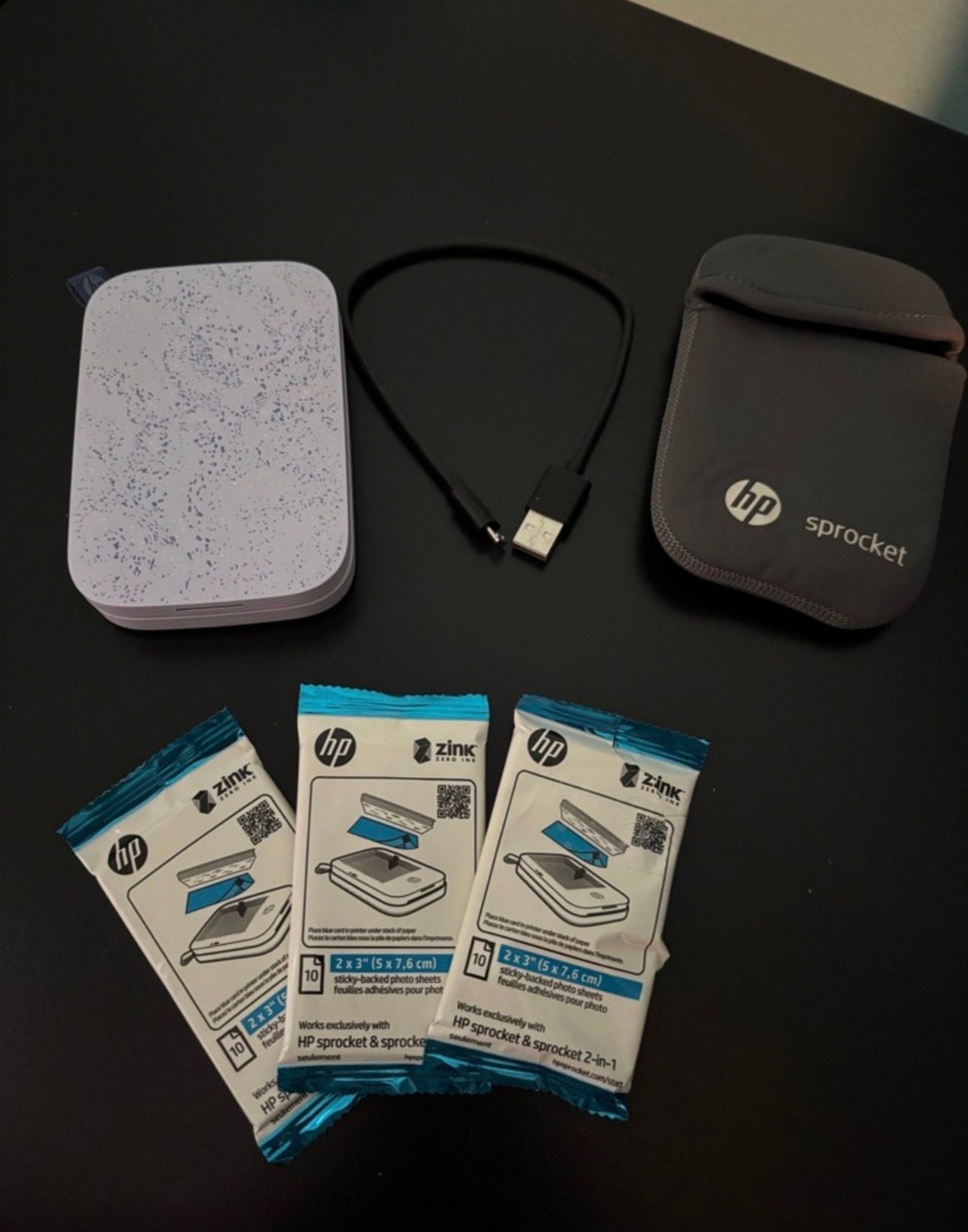 HP Sprocket (2nd Edition) Portable Photo Printer Luna Pearl Bundle with Case and 30 Sheets Zink Paper 1