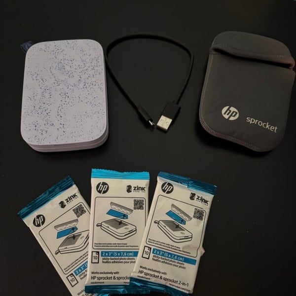 HP Sprocket (2nd Edition) Portable Photo Printer Luna Pearl Bundle with Case and 30 Sheets Zink Paper