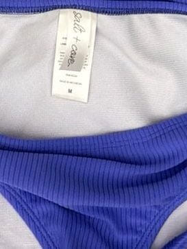 Salt + Cove Blue Ribbed Tie-Front Bikini Set Size M 2
