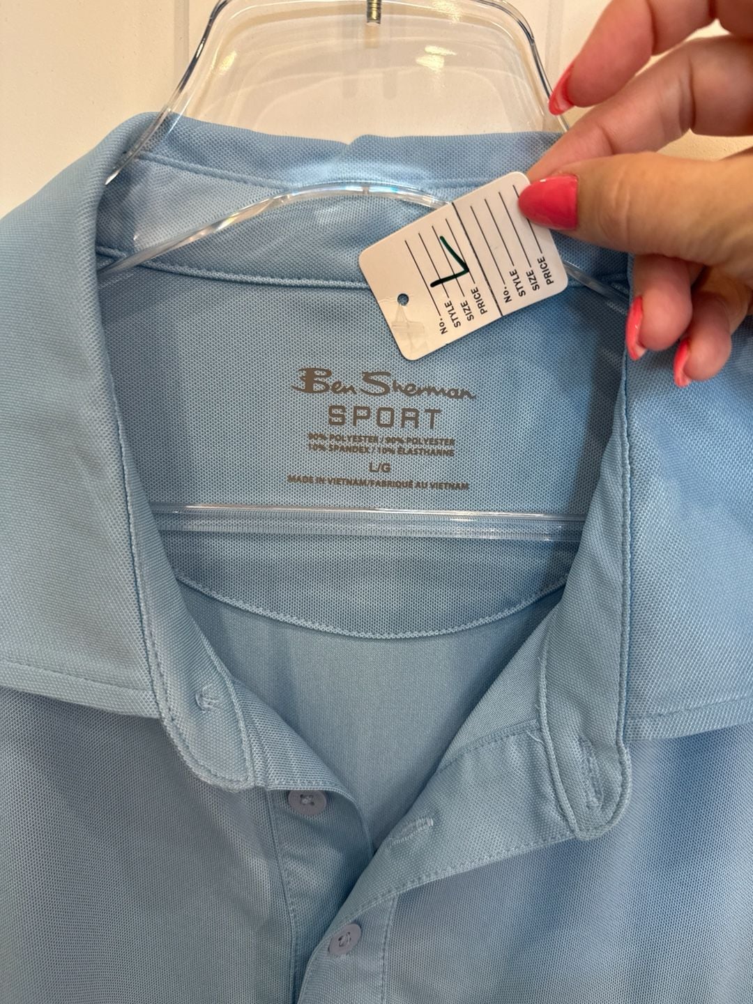 Ben Sherman Sport Men's Light Blue Performance Golf Polo Shirt Size Large 3