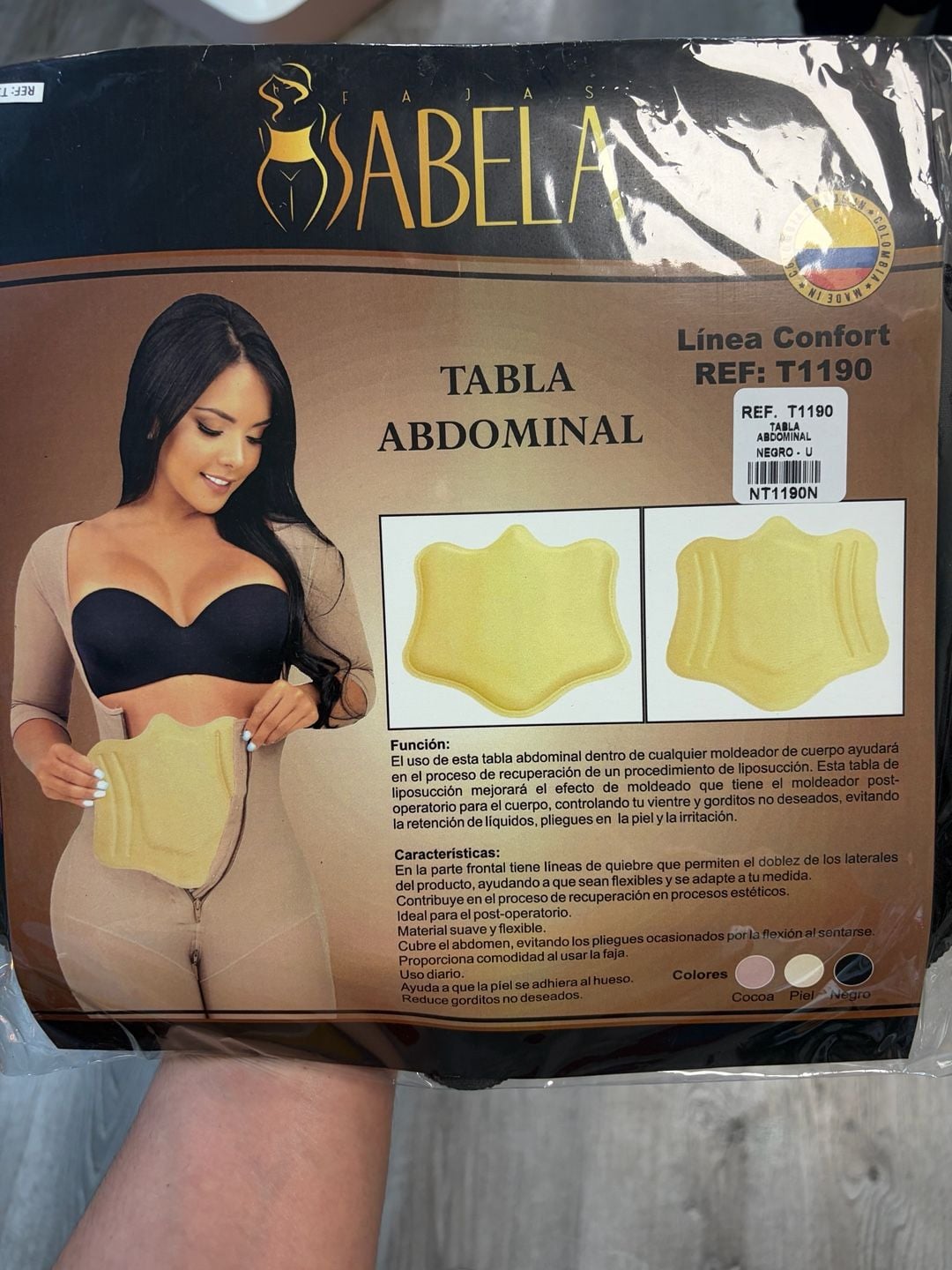 Fajas Isabela T1190 Post-Surgical Abdominal Board, Black, Universal Size 6