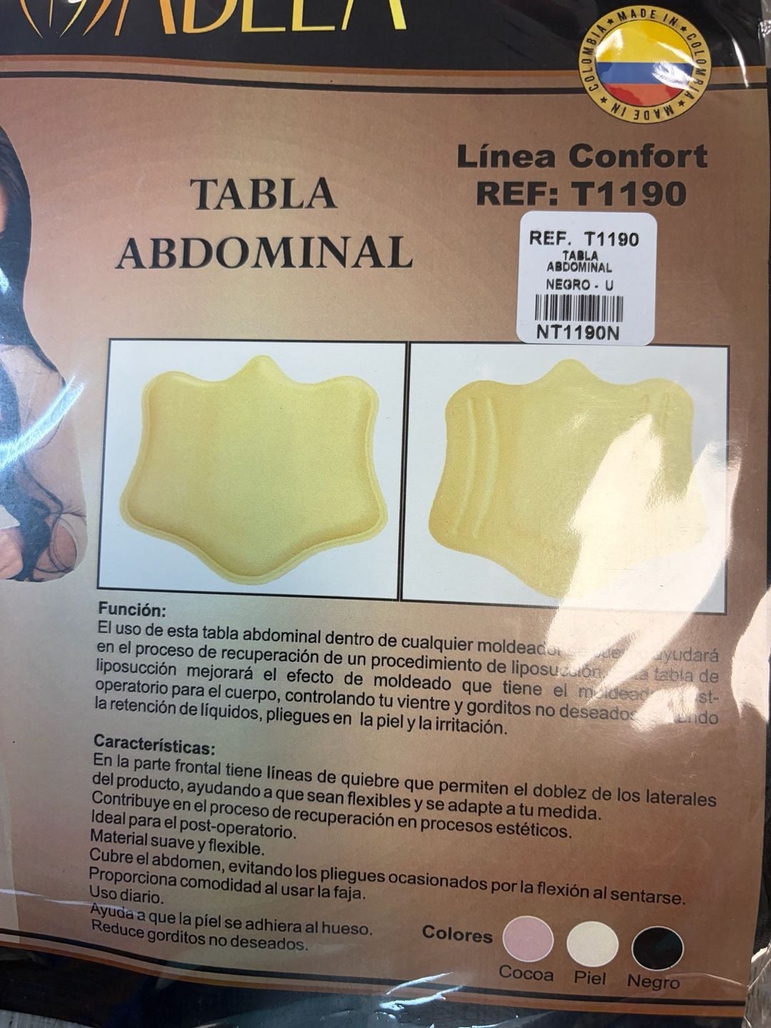 Fajas Isabela T1190 Post-Surgical Abdominal Board, Black, Universal Size 7