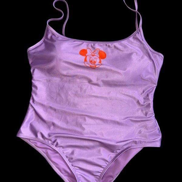 Disney  parks exclusive Minnie Mouse Purple One-Piece Swimsuit Size XL