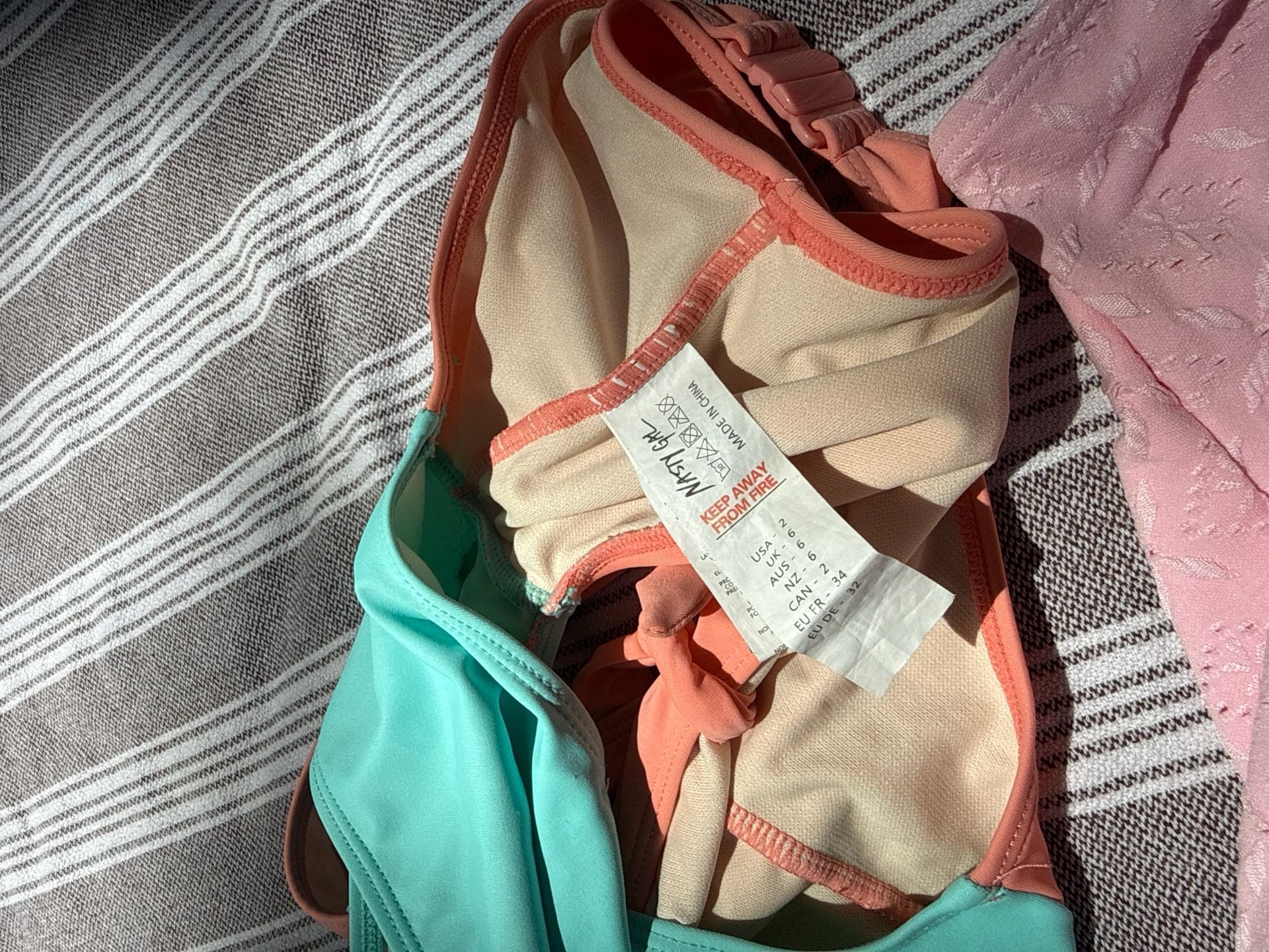 Nasty Gal Swim Bundle: Pink Tie-Shoulder NWT & Color-Block Cut-Out US 2 10