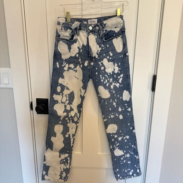 FRAME Le Sylvie Slender Straight Bleach Splatter Jeans Size 28