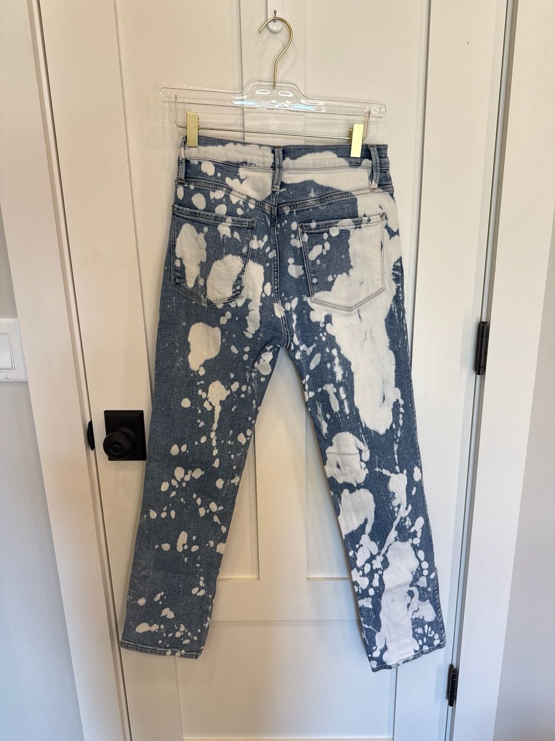 FRAME Le Sylvie Slender Straight Bleach Splatter Jeans Size 28 3