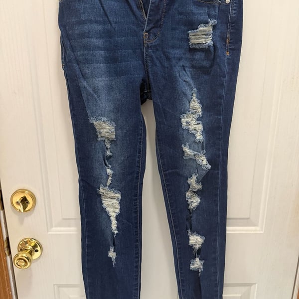 Almost Famous Distressed Skinny Jeans Dark Wash 