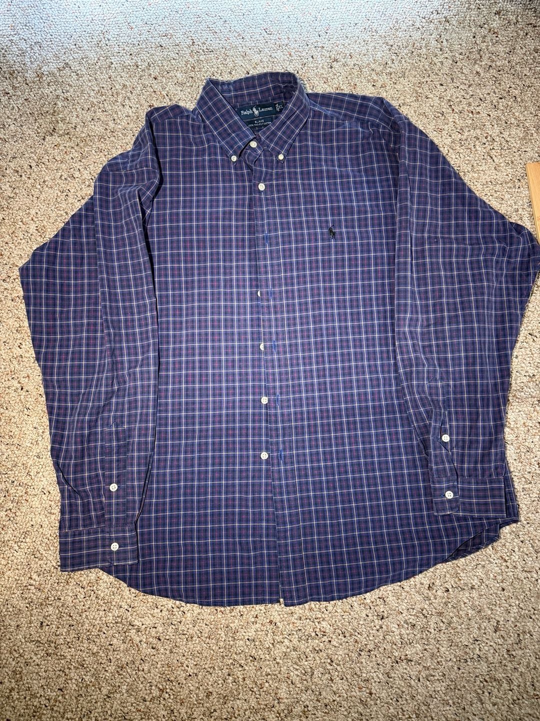 90s Ralph Lauren Blake XL Blue Plaid Button Down Shirt 100% Two-Ply Cotton 3