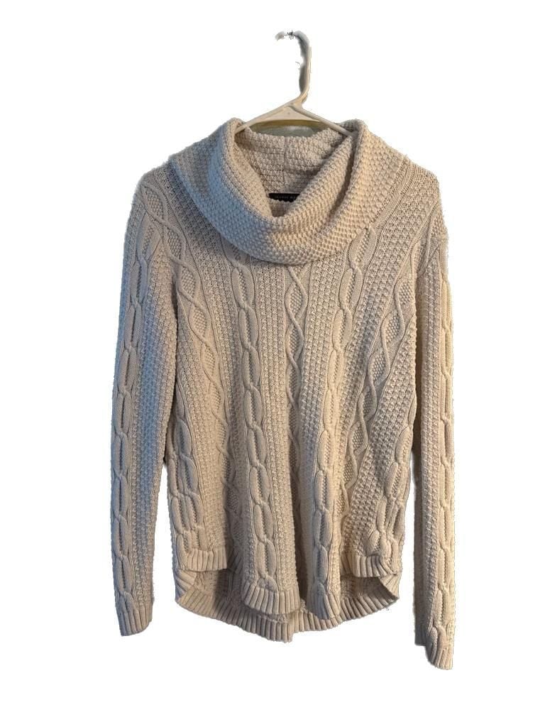 Jeanne Pierre Cream Cable Knit Cowl Neck Sweater Size M 2