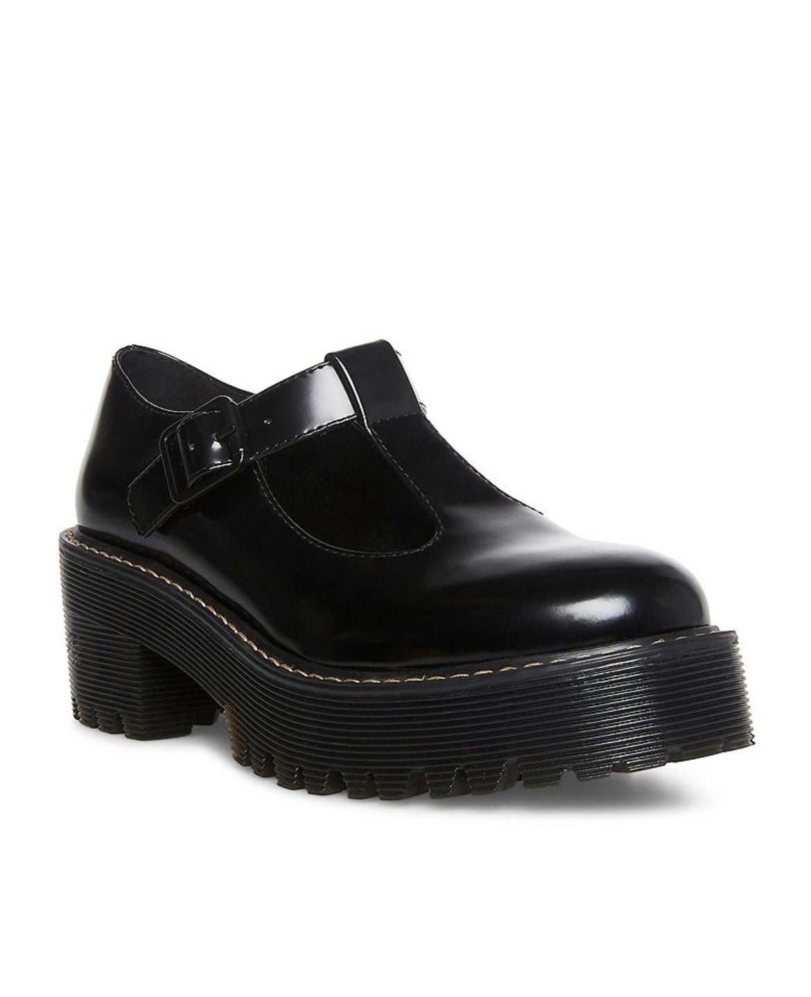 Madden Girl Trollo Black Patent T-Strap Platform Mary Jane Shoes Size 7M 2