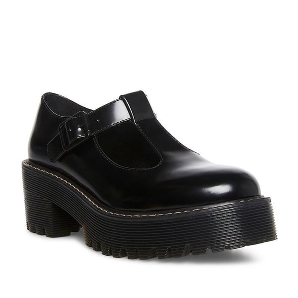 Madden Girl Trollo Black Patent T-Strap Platform Mary Jane Shoes Size 7M