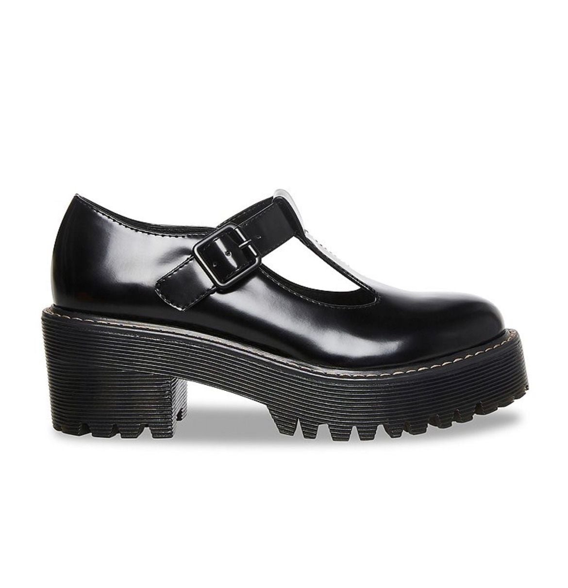 Madden Girl Trollo Black Patent T-Strap Platform Mary Jane Shoes Size 7M 3